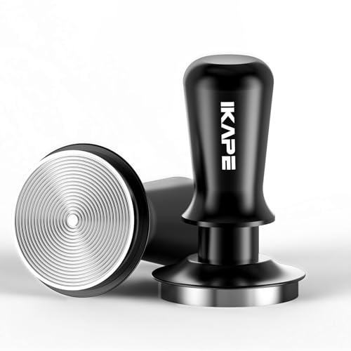 IKAPE 51mm Espresso Tamper, Premium Barista Kaffee Tamper mit kalibrierten Feder belastet, 100% Edelstahl Basis Tamper