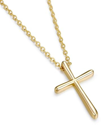 GAVU 925 Sterling Silber Halskette mit Kreuz Anhänger Charmkette Gebetskette für Damen