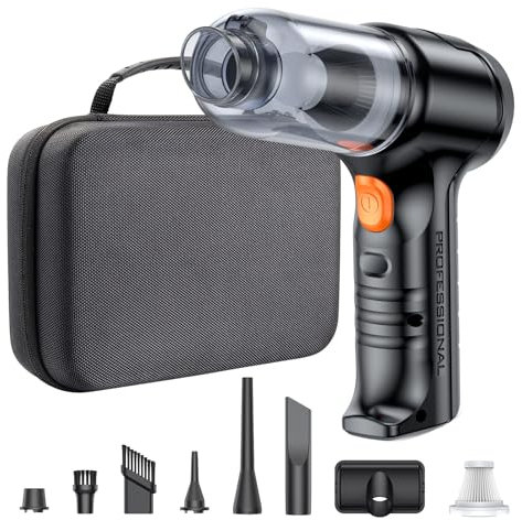 SEALIGHT Aspirateur à Main, 4 in 1 Aspiration Super Puissante Aspirateur Voiture Puissant sans Fil, Moteur sans Balais, Mini Aspirateur de Voiture avec Boîte de Rangement pour Canapé Maison Voiture