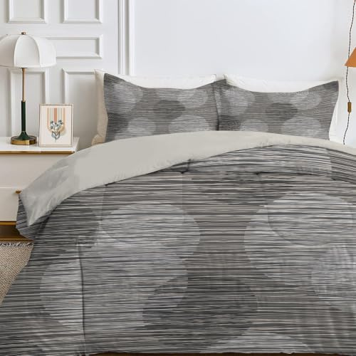 Qiwagu Bettdecke 135x200 4 Jahreszeiten, Wende Streifen Steppdecke Waschbare, Bettdecke ohne Bezug Nutzbar, Leicht Weiche Schlafdecke 200GSM, Ganzjahresdecke Grau mit 1 Kissenbezug (ohne Kissen)