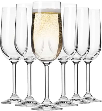 Krosno Bicchieri da champagne e spumante GEMA | Design classico | Set da 6 | 210 ml | Coppa larga | Trasparente | Per casa, ristorante e feste | Lavabili in lavastoviglie | Cristallo senza piombo