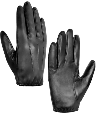 MELLIEX Lederhandschuhe Herren, Faux Leder Handschuhe Dünne Ungefüttert Winddicht Touchscreen Lederhandschuhe