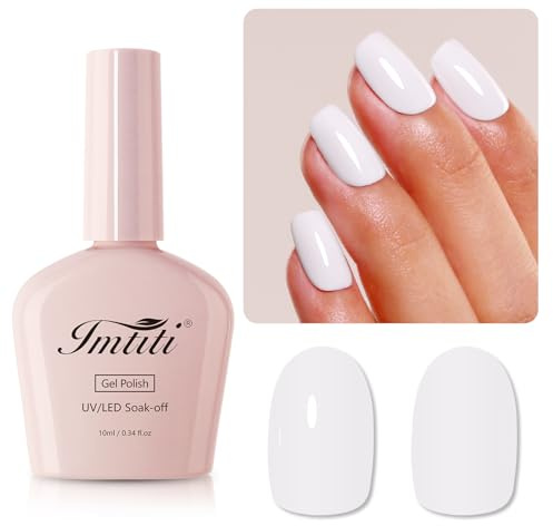 Imtiti Weiß UV Nagellack, 10ML Weiß UV Gel Nagellack Soak Off Led Gel Nail Polish Herbst Winter DIY Nagel Kunst Starter Maniküre Salon Gellack UV Kit