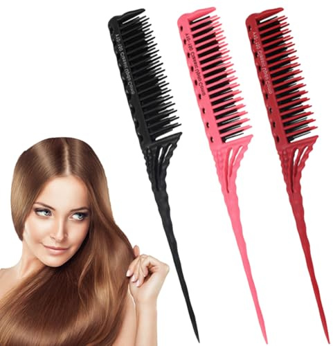 Juego de 3 Peines - Cola de Rata, Peluquería y Antiestático para Cabello Voluminoso