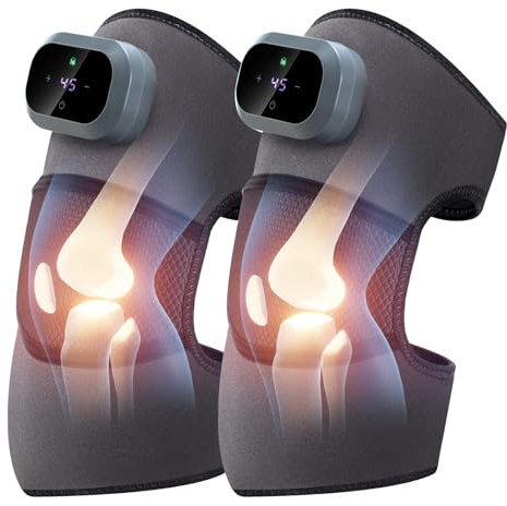 foreverLily Knee Massager Cordless Heated Knee Pads Rechargeable Knee Warp with Vibration 3 Adjustable Intensity 5 Heating Levels Knee Support Wrap for Elbow Relax 2 PCS