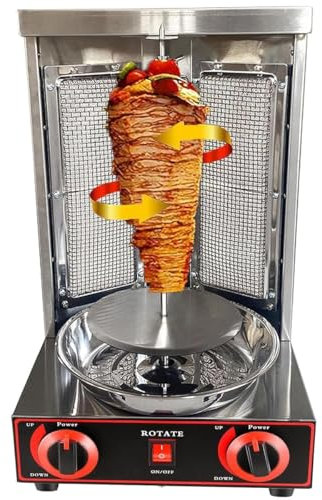 GAYAYAS Machine à Barbecue Verticale Commerciale Shawarma, Chauffage Rotatif à 360 °, Machine à Gril à Kebab à gaz en Acier Inoxydable, pour Une Utilisation dans la Cuisine à Domicile du Restaurant