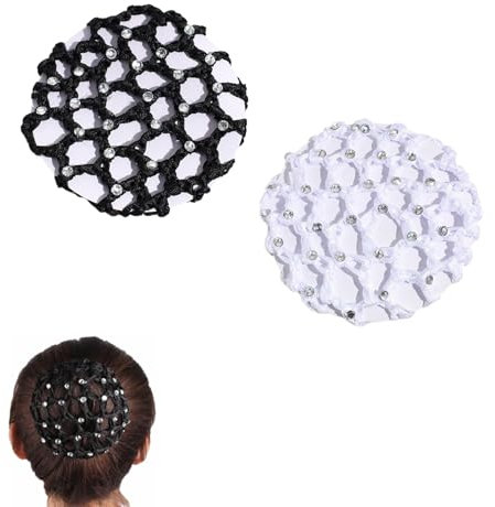 Retina per Capelli Chignon,2 Pcs Retina per Capelli per Balletto Danza Nero Retina per Ragazze Retina Elastica per Capelli per Situazione di Equitazione Della Ginnastica Ritmica da Ballo(Nero,Bianco)