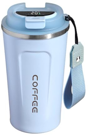 Taza Termo Inteligente 510ml - Taza de Café Aislante de Acero Inoxidable con Pantalla Táctil Digital de Temperatura | Botella termo portátil para bebidas frías y calientes, perfecta para camping