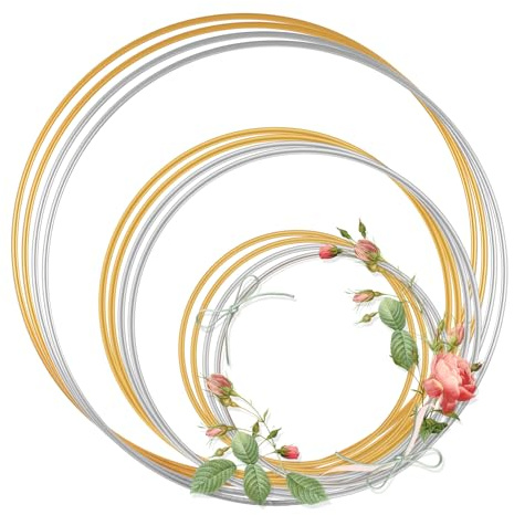 12 pezzi di anelli in metallo per fai da te, anello in metallo 10 cm 15 cm 20 cm oro argento, anelli decorativi da appendere, anelli in filo di metallo per fai da te per anello in macramè, anelli per