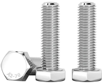 Drenky Tornillos M8 Acero Inoxidable A2 V2A M8 X 25mm Tornillo De Cabeza Hexagonal 10 Piezas DIN 933 Roscado Completo Para ConstruccióN MetáLica, Automotriz, Maquinaria, Plata