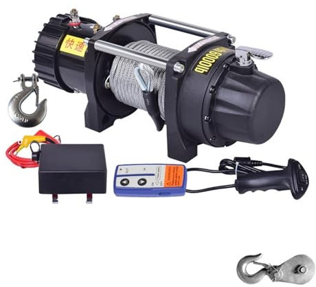 MYVVKIA Tragbarer Kleiner elektrischer Hebezug, elektrische 12-V-24-V-Fahrzeugkranwinde, Geländewagen-Selbstrettungswinde (Farbe: 12 V, 9500 lbs) (12 V, 6000 lbs, schnelles Modell)