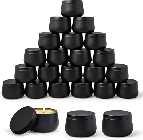 Auroh Confezione da 24 barattoli per candele, colore nero, 113,4 g, ideali per professionisti e hobbisti