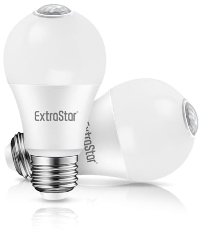 EXTRASTAR Ampoule Détecteur de Mouvement, Ampoule LED E27 Capteur PIR，12W, 1160 Lumens, Equivalent à Ampoule Traditionnelle 81W, 3000K Blanc Chaude, Non-Dimmable, Lot de 2