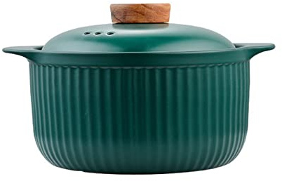 Olla sopera de cerámica, Redonda, Naranja y Verde, para Cocina de Gas, para guisar, Sopa, Cacerola, Utensilios de Cocina (2 Unidades)