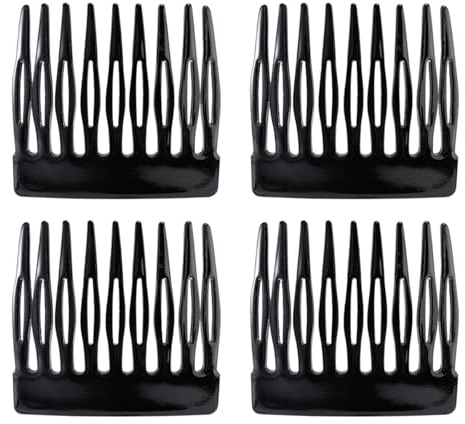 BOXOB 4 Stück Französische Seitenkämme, Schwarz Kleiner Französischer Twist-Haarkamm Dekorativ Dutt-Halteklammern Starkes Haarstyling-Zubehör für Mädchen und Frauen