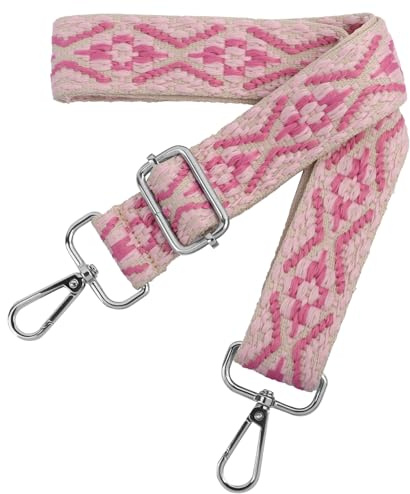 Schultergurt für Tasche, Taschengurte zum Wechseln Verstellbar Breit 3.8cm | Taschengurt Breit 3.8cm mit Silber Karabiner, Taschengurt Rosa für Handtasche Crossbody