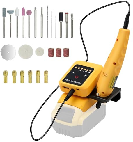 Cordless Rotary Tool Kit for DEWALT 20V Max Battery, 6-Speed with 25 Accessories, Multi-Purpose Power Rotary Tool for Sanding, Polishing, Drilling, Etching, Engraving, DIY Crafts (No Battery)