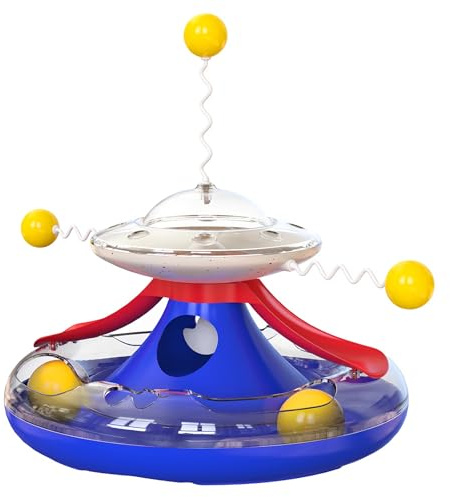 GALOZZOIT Wackel-Katzen-Spielzeug mit Drehscheibe & Futterautomat, Interaktive Kugelbahn, Leckerli-Spender für unterhaltsames Katzentraining, Bewegliches TIPP-Spielzeug gegen Langeweile, Aktivität