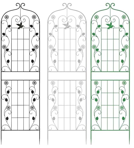 Lot de 2 treillis de jardin en fer forgé antirouille pour usage intérieur/extérieur - Clôture en concombre résistant aux intempéries - 50 x 210 cm - Blanc