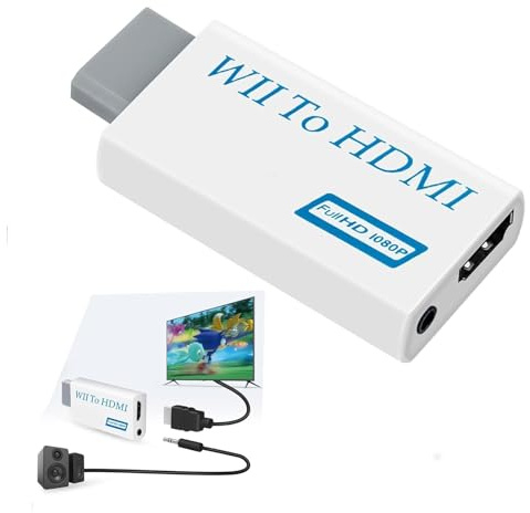 BYTLEOUTJ Wii to HDMI Adapter, Converter for Retro Game,Wii to HDMI Adapter 1080p/720p Connector Output Video with 3.5mm Audio Jack Compatible with All Wii Display Modes