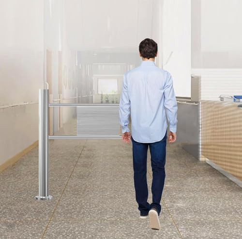 Manual One-Way Swing Door with Automatic Rebound, Stainless Steel, Hand Push Access Gate with Spring, Store Entrance Gate