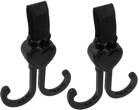 BESPORTBLE 2pezzi Moschettone per Maniglia Passeggino Ganci per Borsa per Pannolini Accessori per Passeggino Carrello della Spesa e Biciclette Neri
