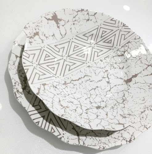 Servizio Piatti 18 Pezzi in Gress Porcellana Colorata – Elegante, Lavabile in Lavastoviglie – Stile Moderno per 6 Persone modello marmorizzato (tortora)