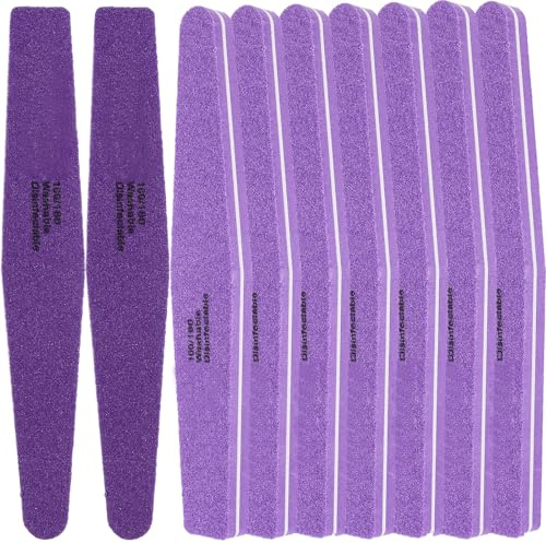 Lima de Uñas Diamante de Esponja Púrpura, Pack de 10 Piezas | Reutilizable, para Manicura y Pedicura, Apta para Uñas Acrílicas, Elimina Manchas y Restos