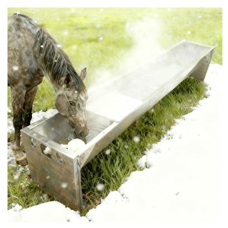 XILYZMO Acero Inoxidable Ganadería Comedero, Autollenado Calefacción Valla Abrevadero, con Kit Válvula Flotador Al Aire Libre Perro Tazón Agua Dispensar para Caballo Cabra(32x150cm)
