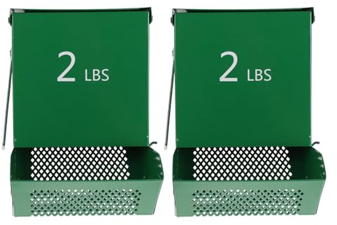 WEKADRIN Lot de 2 Set de Mangeoires Métalliques à Gravité avec Couvercle pour Petits Animaux Distributeur Alimentaire pour Lapins Cobayes et Chinchillas Bac à Nourriture Résistant aux