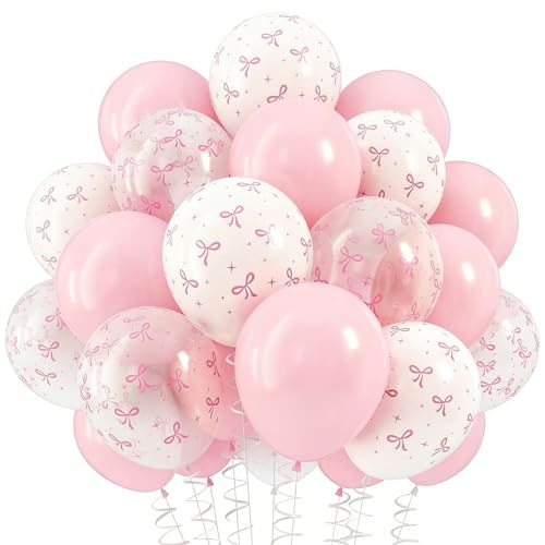 30 cm rosa rosett ballonger set 60 st pastell rosa vit klar rosett tryck latexballonger för prinsessa födelsedag möhippa bröllopsfest dekorationer