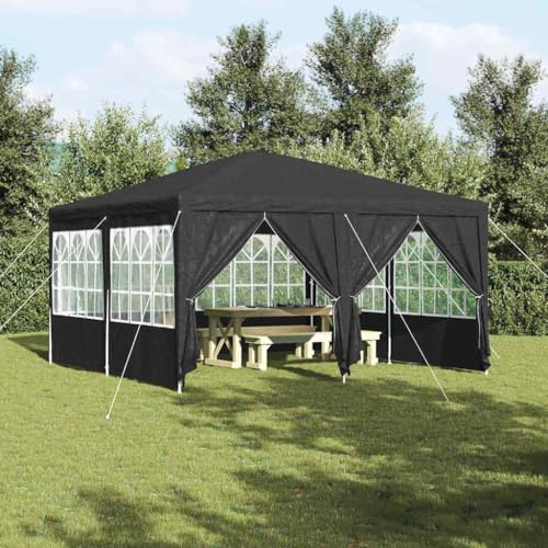 Tenda da festa antracite 400 x 400 x 266 cm, tenda in polietilene impermeabile ai raggi UV con 8 pareti laterali e finestre rimovibili, telaio in acciaio zincato per una maggiore stabilità, montaggio