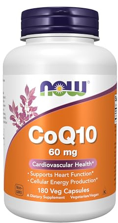 NOW Foods Supplements, CoQ10 60 mg, Pharmaceutical Grade, All-Trans Form of CoQ10 Produced by Fermentation, 180 Veg Capsules