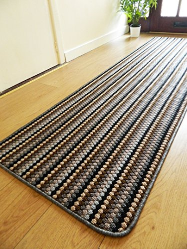 RUGS SUPERSTORE NEW LEAD GREY COLOUR MODERN WASHABLE NON SLIP KITCHEN UTILITY HALL LONG RUNNER DOOR MAT RUG (66x120cm)
