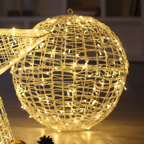 Hellum LED Metal-Ball groß, 130 LED, warmweiße, 60 cm Ø für indoor, 5 m Zuleitung, 576467