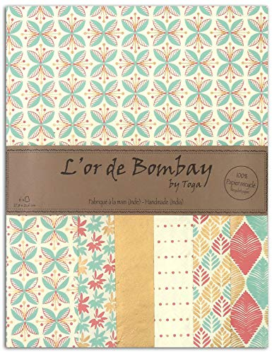 Draeger Paris 1886 Bombay Gold Set mit 6 Blättern, Recyclingpapier, Pastellfarben, 21 x 28 cm