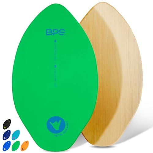 BPS 'Shaka' Skimboard für Strand oder Flachland, 76,2 cm, kein Wachs nötig, Hochglanzbeschichtetes Holz-Skimboard mit EVA-Pads