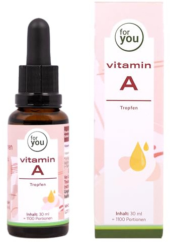 for you Vitamin A Tropfen - hochdosiert gelöst in hochwertigem MCT-Öl aus Kokos - 30ml Vitamin A Tropfen vegan 1.100 Portionen - Tagesdosis 5 Vit A Tropfen 2000 IE - Augenvitamin, Hautalterung