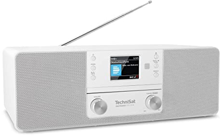 TechniSat DIGITRADIO 370 CD IR - Radio Internet stereo (DAB+, FM, lettore CD, WLAN, Bluetooth, display a colori, USB, AUX, presa per cuffie, sveglia, 10 Watt, telecomando) bianco