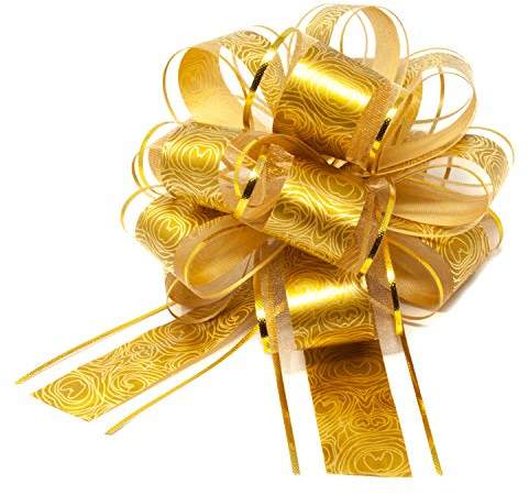 Oblique Unique® Geschenk Schleife mit Geschenkband Glänzend für Geschenke Tüten Zuckertüten zum Basteln Dekorieren Verzieren Weihnachten (Gold)