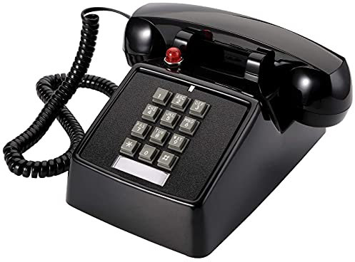 TOPZEA Retro Corded Desk Landline Telephone Vintage Corded Desk Phone for Landline, Old School Classic Analog Phone with Loud Ringer for Home Office, Black
