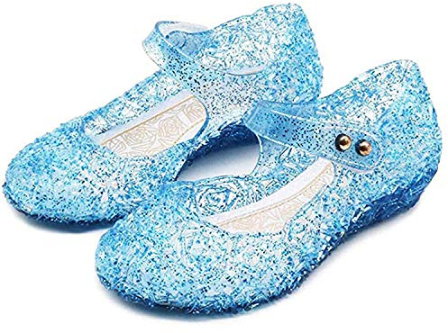 Zapatos de princesa para niñas, zapatos de Cenicienta y reina de las nieves, para disfrazarse en Halloween, cosplay, disfraz elegante para niñas, Blue, 28 EU
