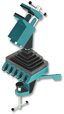SELVA Schraubstock, Haltewerkzeug, Spannwerkzeug, Standard mit Kugelgelenk, für Tischplatten bis 55 mm, in alle Richtungen schwenkbar, mit Kunststoffbacken, Türkis
