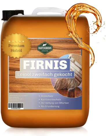 Martenbrown® Leinöl Firnis im 3l Kanister | Premium Holzöl 2-fach gekocht | Optimal für Innen & Außen | Natürlicher Schutz für alle Holzarten | Ideal für Möbel & Terrassen