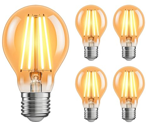 ledscom.de 5x E27 LED Leuchtmittel, A60, extra warmweiß (2400 K), 7 W, 778lm, 3-Stufen-Dimmer, goldfarben