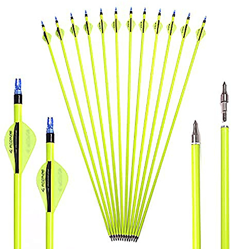 ACCMOS 22-30 Zoll Bogenschießen Pfeil Spine 500 ID 6,2 mm Carbonpfeil, für Erwachsene Jugend Pfeil und Bogen Jagd & Zielübungen Schießen 12 Stück