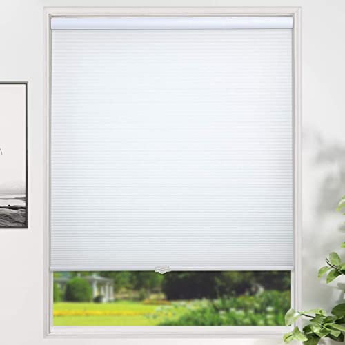 Faltrollo, Kabellose Jalousien, Zellular Rollos, UV Schutz, Verdunkelungsrollos, Bottom Up Wabenjalousien, Für Wohnzimmer, Fenster, Zuhause Und Schlafzimmer (White,35 W x 38 H)