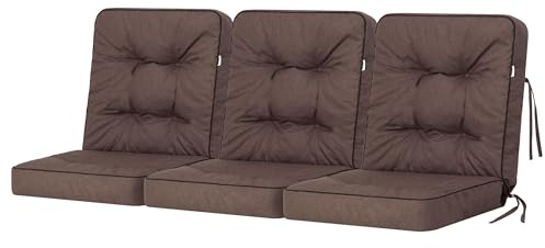 Bankauflage für Gartenmöbel, Gartenbank, Polsterauflage für Hollywoodschaukel, Auflagen für Gartenschaukelkissen, Sitzkissen, Stuhlauflage, Indoor/Outdoor - Braun - 180 cm (3 x 60 cm)