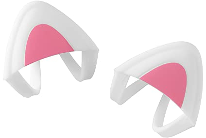 kwmobile Cat Ears for Overear Headphone (Set of 2) - Fits Headbands 1 to 1.5 (2.5cm to 3.8cm) Diameter - White/Dark Pink
