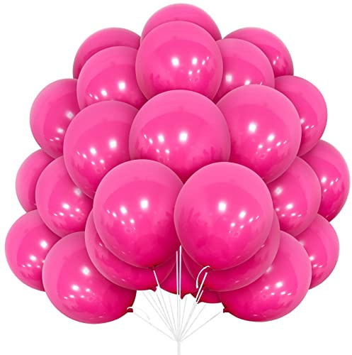Luftballons Pink, 30 Stück 12 Zoll Rosa Luftballons Matt Pinke Hot Fuchsia Ballons mit Ballonband für Mädchen Deko Geburtstag Hochzeit Brautparty Karneval Jubiläum Graduierung Taufen Dekorationen